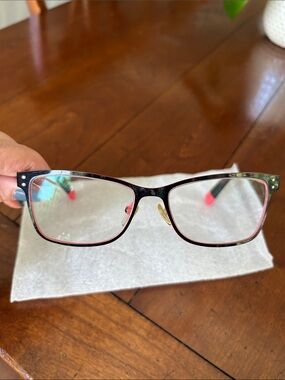 Furla Pink and Black Rectangular Reading Glasses